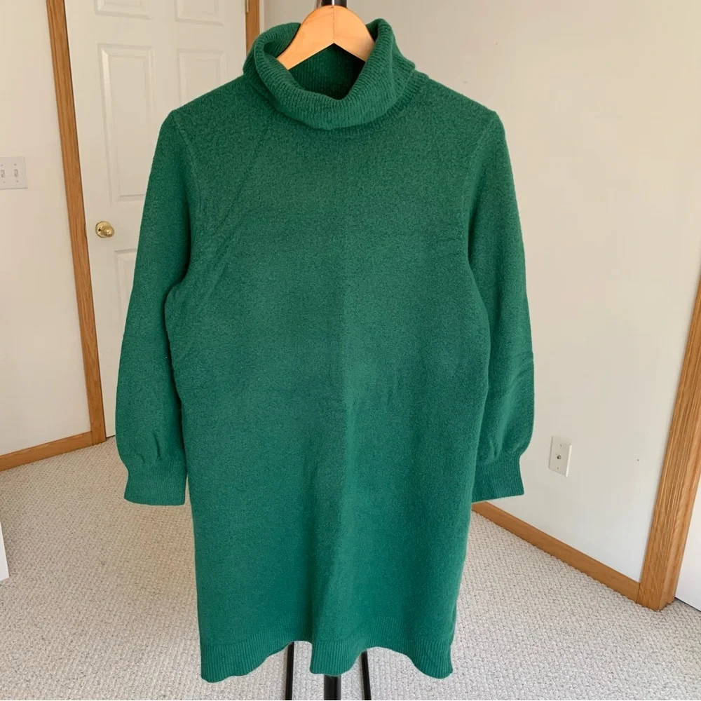 J. Crew Turtleneck Long Sleeve Sweater Dress Green Large